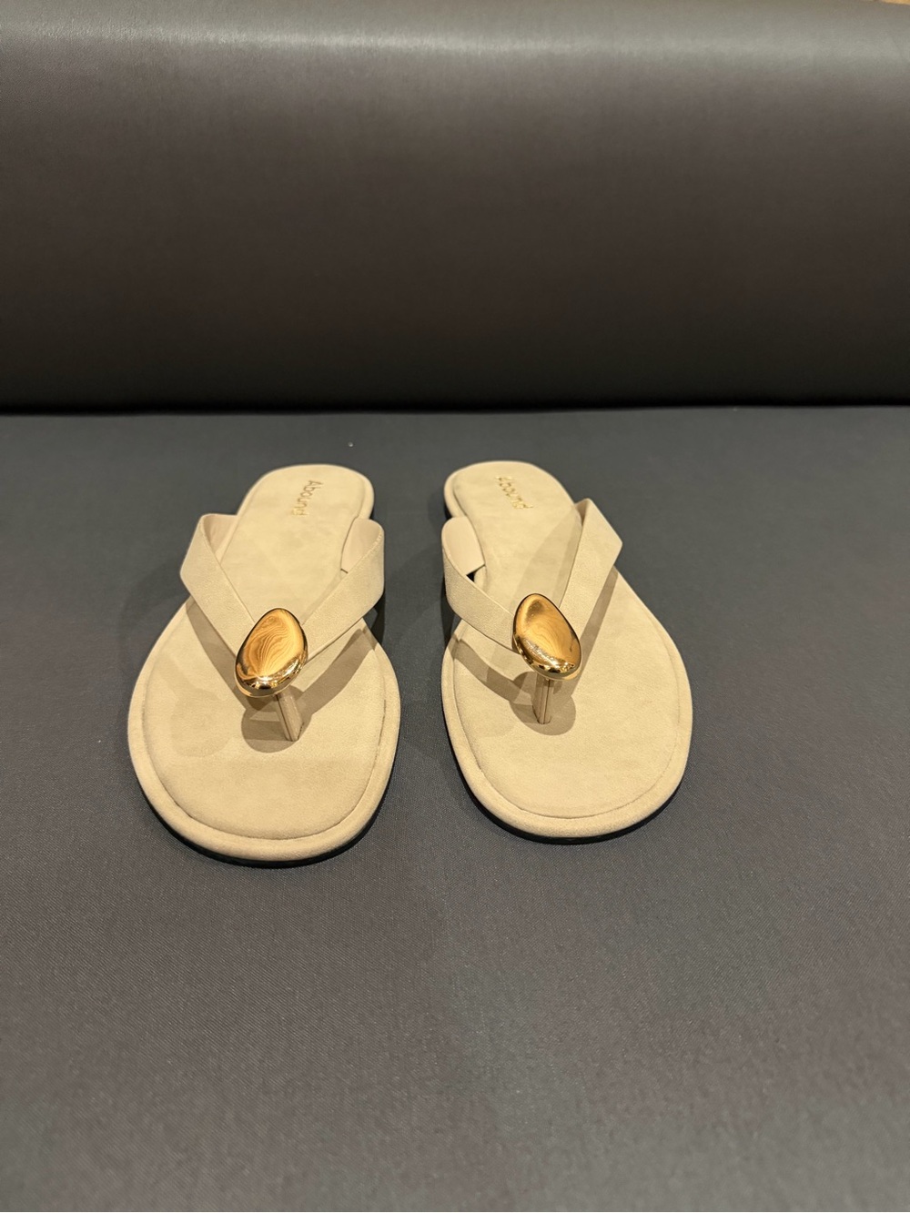 Abound Beige Suede Toe-Post Sandals with Gold Accent